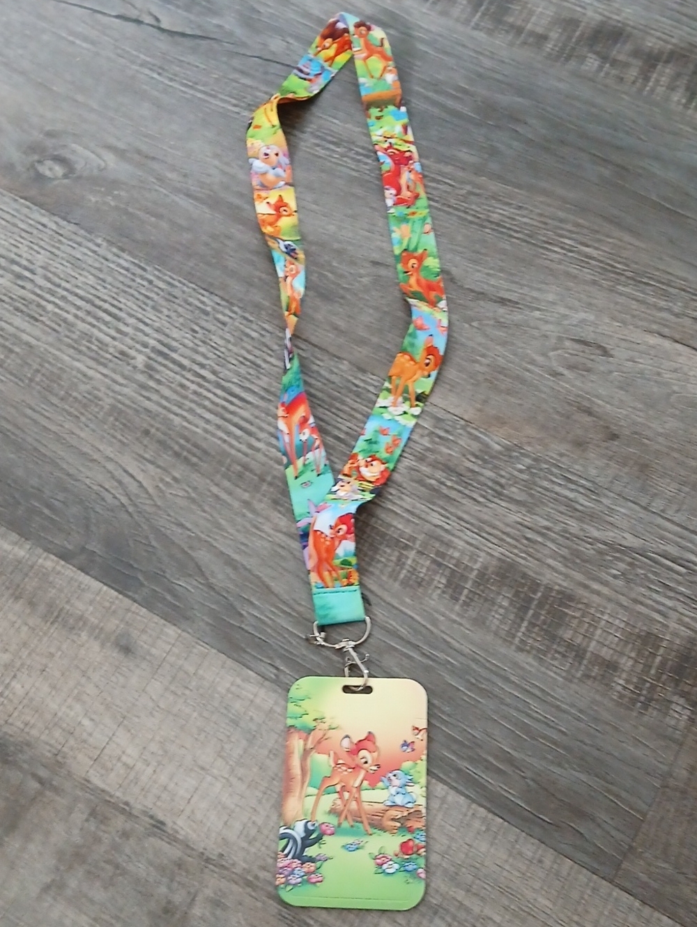 Kids Bambi Lanyard and ID Holder - Green Multi